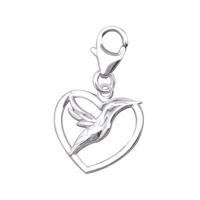 Silver Bird Clip on Charm