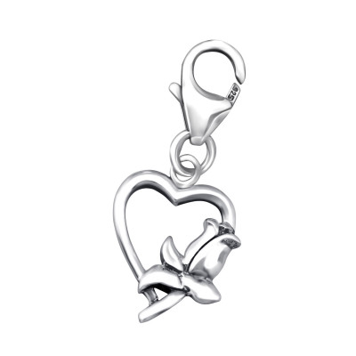 Silver Heart Clip on Charm