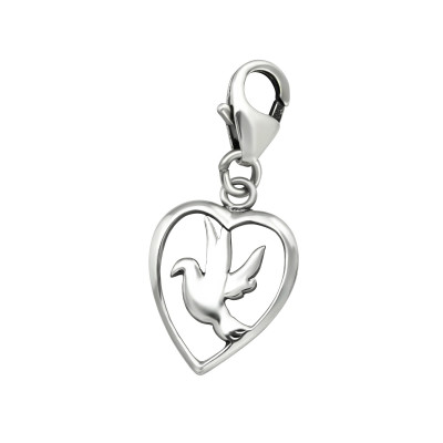 Silver Bird Clip on Charm