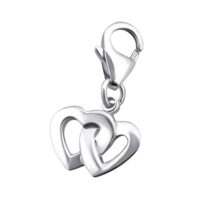 Silver Heart Clip on Charm