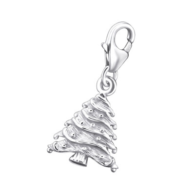 Silver Christmas Tree Clip on Charm