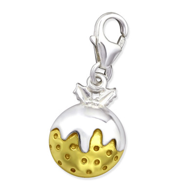 Christmas Pudding Sterling Silver Clip on Charm