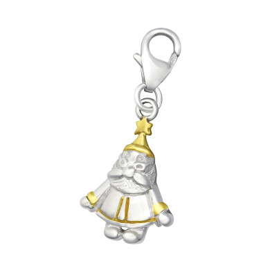 Santa Claus Sterling Silver Clip on Charm