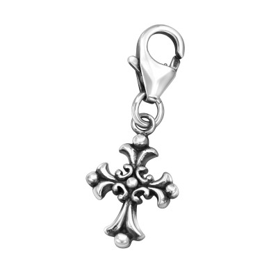 Silver Gothic Cross Clip on Charm