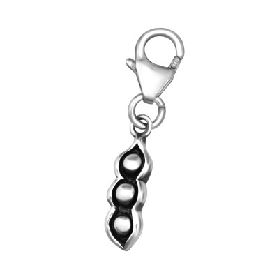 Silver Pea Pod Clip on Charm