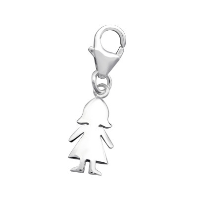 Silver Girl Clip on Charm