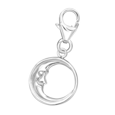 Silver Moon Clip on Charm