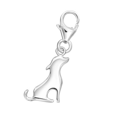 Silver Dog Clip on Charm