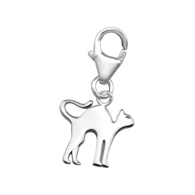 Silver Cat Clip on Charm