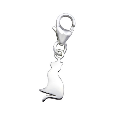 Silver Cat Clip on Charm