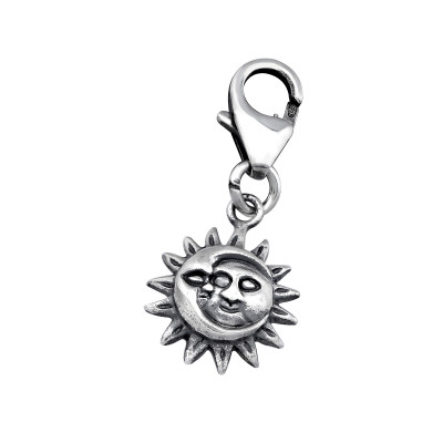 Silver Sun and Moon Clip on Charm