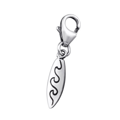 Silver Surf Board Clip on Charm