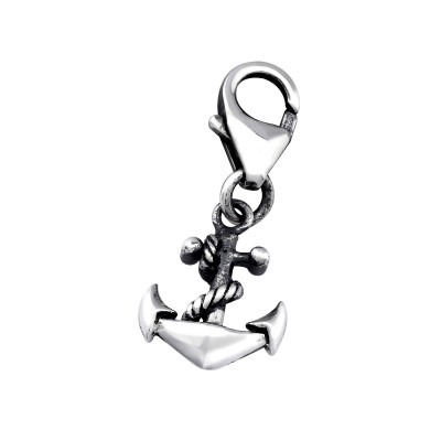 Silver Anchor Clip on Charm