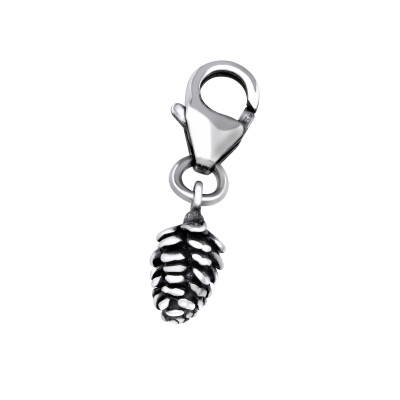 Silver Pine Cone Clip on Charm