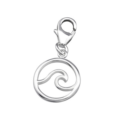 Silver Wave Clip on Charm