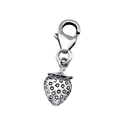 Silver Strawberry Clip on Charm