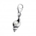 Silver Shell Clip on Charm with Synthetic Pearl