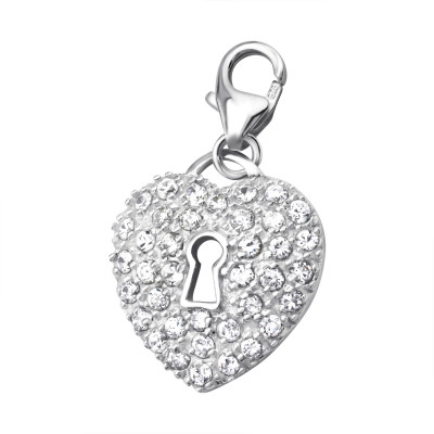 Silver Heart Clip on Charm