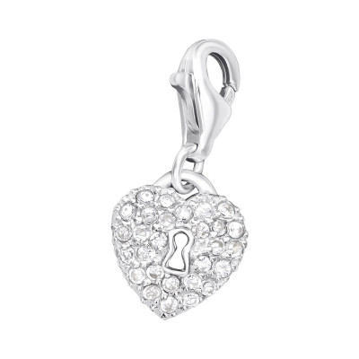 Silver Heart Clip on Charm