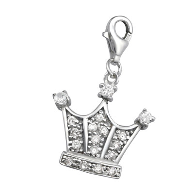 Silver Crown Clip on Charm