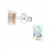 Silver Baguette 4x6mm Ear Studs with Cubic Zirconia