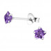 Silver Flower 4mm Ear Studs with Cubic Zirconia