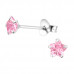 Silver Flower 4mm Ear Studs with Cubic Zirconia