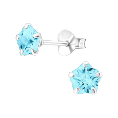 Silver Flower 5mm Ear Studs with Cubic Zirconia