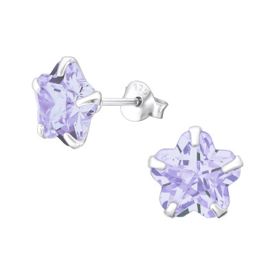 Silver Flower 8mm Ear Studs with Cubic Zirconia