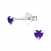 Silver Heart 3mm Ear Studs with Cubic Zirconia