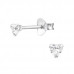 Silver Heart 3mm Ear Studs with Cubic Zirconia