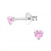 Silver Heart 3mm Ear Studs with Cubic Zirconia