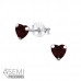 Silver 4 mm Heart Ear Studs with Semi Precious Natural Stone