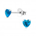 Silver Heart 4mm Ear Studs with Cubic Zirconia