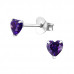 Silver Heart 4mm Ear Studs with Cubic Zirconia