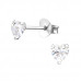 Silver Heart 4mm Ear Studs with Cubic Zirconia