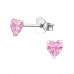 Silver Heart 4mm Ear Studs with Cubic Zirconia