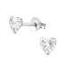 Silver Heart 5mm Ear Studs with Cubic Zirconia