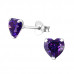 Silver Birthstone Heart 6mm Silver Ear Studs with Cubic Zirconia