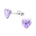 Silver Birthstone Heart 6mm Silver Ear Studs with Cubic Zirconia