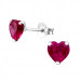 Silver Birthstone Heart 6mm Silver Ear Studs with Cubic Zirconia