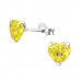 Silver Birthstone Heart 6mm Silver Ear Studs with Cubic Zirconia