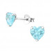 Silver Birthstone Heart 6mm Silver Ear Studs with Cubic Zirconia