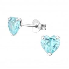 Silver Heart 6mm Ear Studs with Cubic Zirconia