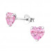 Silver Heart 6mm Ear Studs with Cubic Zirconia