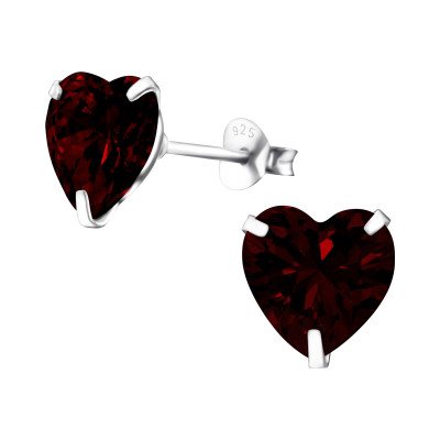 Silver Heart 9mm Ear Studs with Cubic Zirconia