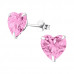 Silver Heart 9mm Ear Studs with Cubic Zirconia