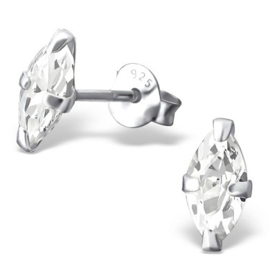 Marquise 4X8Mm Sterling Silver Basic Ear Studs with Cubic Zirconia