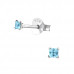 Silver Square 2mm Ear Studs with Cubic Zirconia