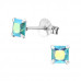 Silver Square 4mm Ear Studs with Cubic Zirconia